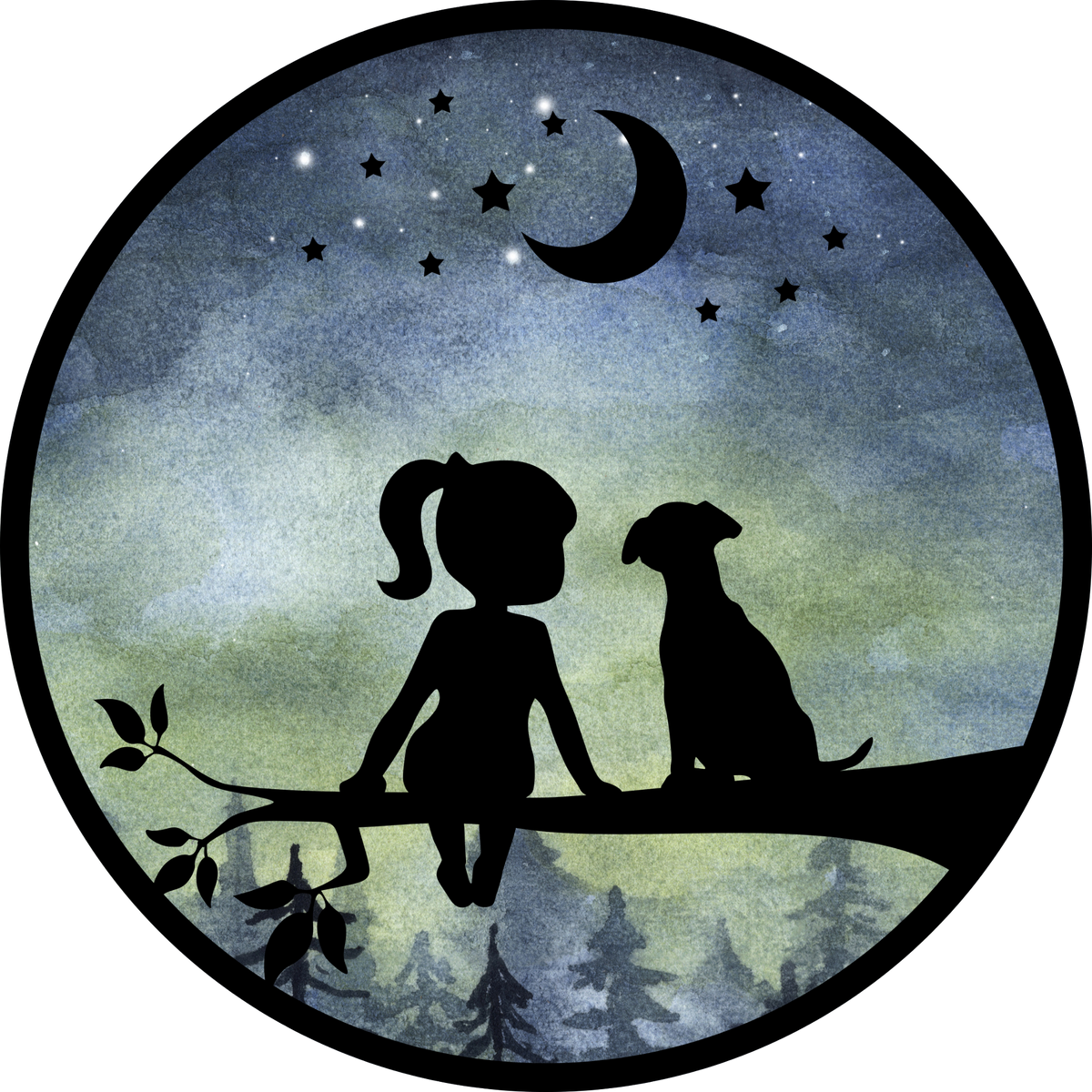 Starry Dog Night Sticker
